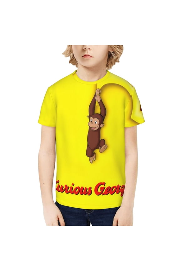 Curious George Kids T-Shirt 3d Printed Graphic T-Shirts Boys And Girls Short Sleeve Shirts For Youth Kids Large