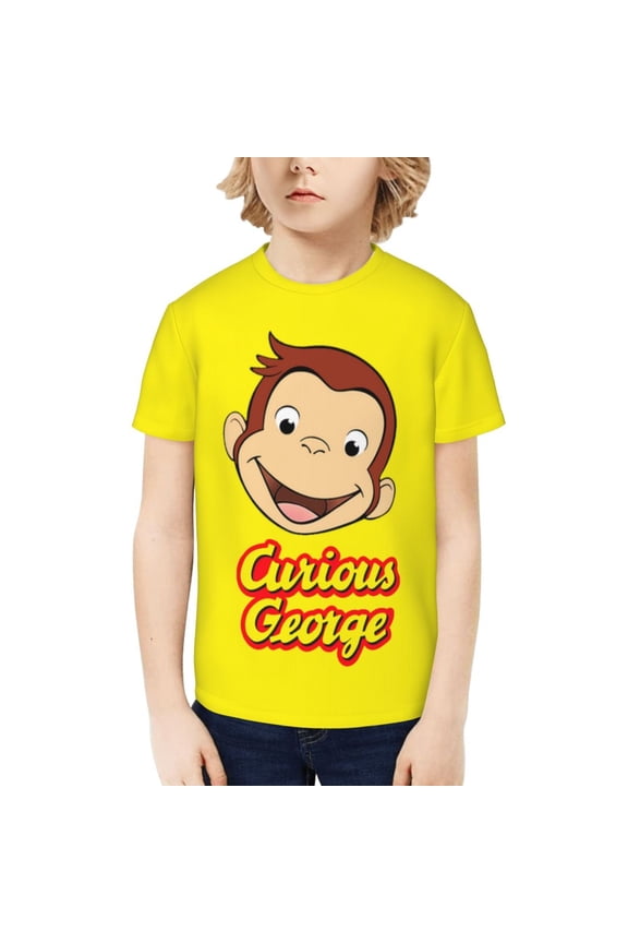 Curious George Kids T-Shirt 3d Printed Graphic T-Shirts Boys And Girls Short Sleeve Shirts For Youth Kids Large