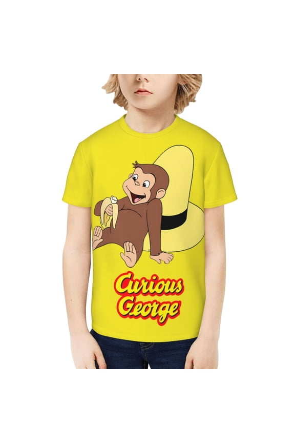 Curious George Kids T-Shirt 3d Printed Graphic T-Shirts Boys And Girls Short Sleeve Shirts For Youth Kids Medium