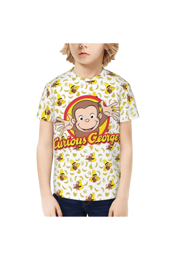 Curious George Kids T-Shirt 3d Printed Graphic T-Shirts Boys And Girls Short Sleeve Shirts For Youth Kids Medium