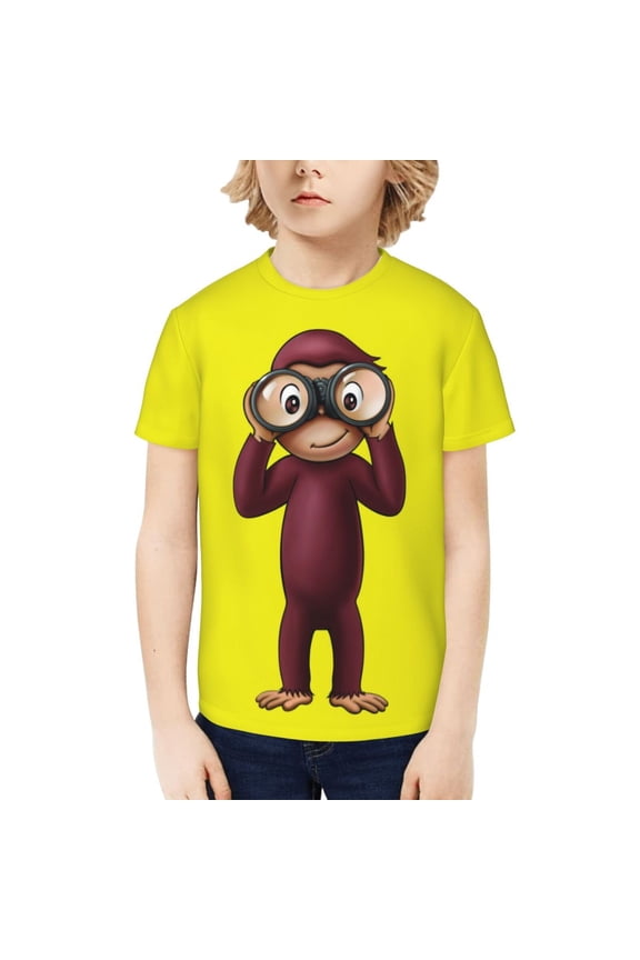 Curious George Kids T-Shirt 3d Printed Graphic T-Shirts Boys And Girls Short Sleeve Shirts For Youth Kids Small