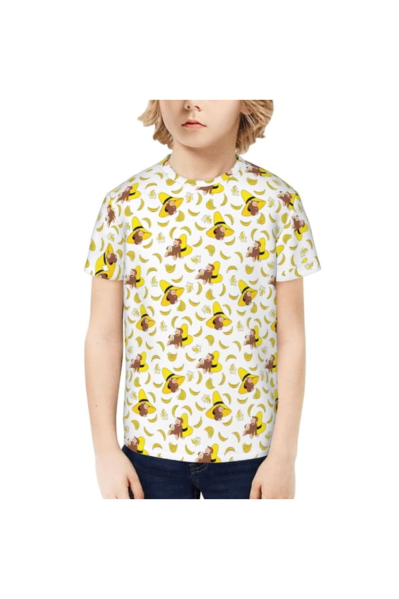 Curious George Kids T-Shirt 3d Printed Graphic T-Shirts Boys And Girls Short Sleeve Shirts For Youth Kids Small