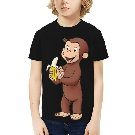 Curious George Kids Tshirt Short Sleeve Crewneck T-Shirts Boys Girls 3D Cartoon Casual Shirts