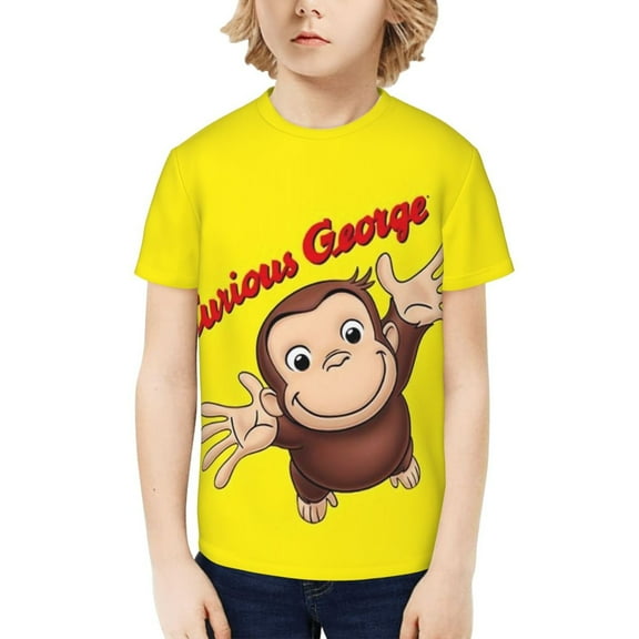 Curious George Kids Tshirt Short Sleeve Crewneck T-Shirts Boys Girls 3D Cartoon Casual Shirts