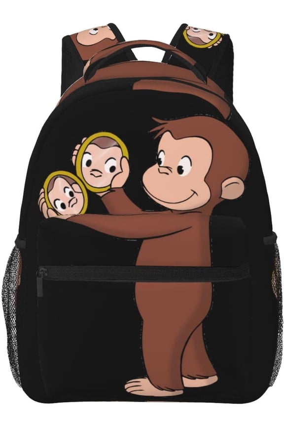 Curious George Laptop Bag Cartoon Backpack Casual Travel Backpacks Daypack For Men Women