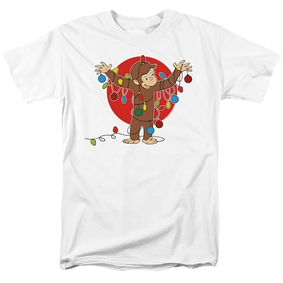 Curious George Lights S/S Adult 18/1 T-Shirt White