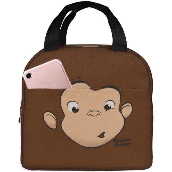 Curious George Lunch Bag Reusable Cooler Lunch Box for Daypack Picnic Beach Fishing Work Picnic