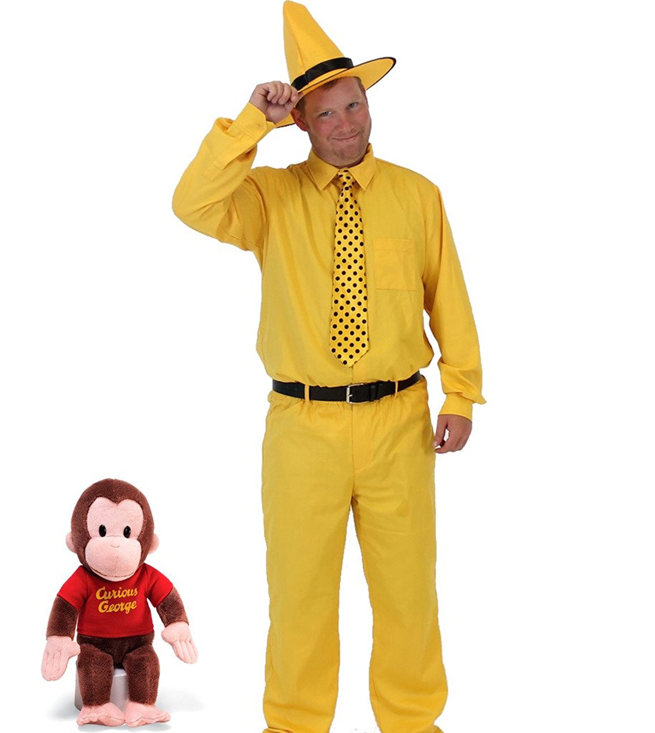 Deluxe Curious George Costume Set Shirt Pants Hat Tie Belt Plush Deluxe Curious George Costume Set Shirt Pants Hat Tie Belt Plush