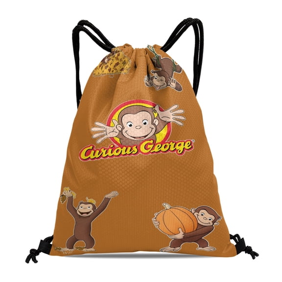 Curious George Monkey Aqua-Dry Drawstring Bag:Suitable for fitness, hiking, yoga, swimming, travel, beach, and shopping, sized at 15.7*17.7 inches (40cm45cm.