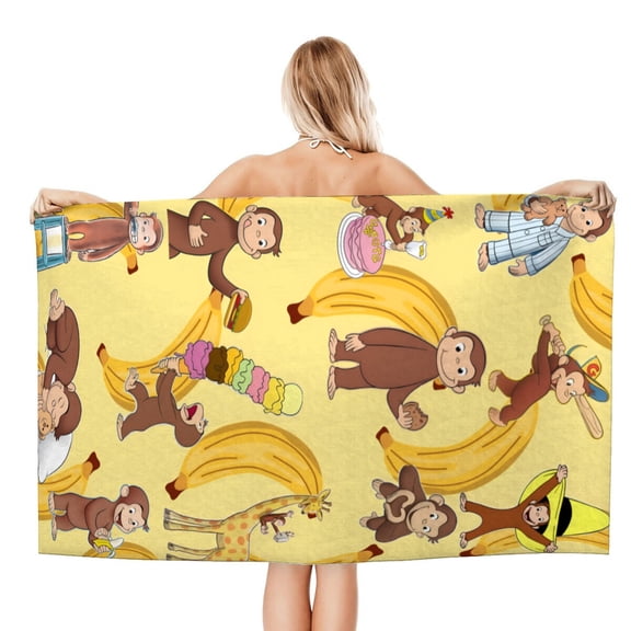 Curious George Monkey Beach Quick Drying Towel, durable, lightweight, quick-drying, perfect for sunbathing or swimming.size 30.7x59in (78x150cm)