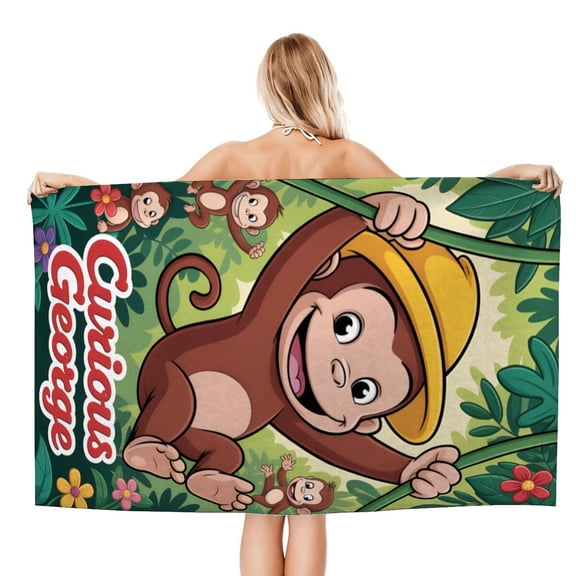 Curious George Monkey Beach Quick Drying Towel, eye-catching design, quick-drying, sandproof, for comfort on every Curious George Monkey.size 30.7x59in (78x150cm)