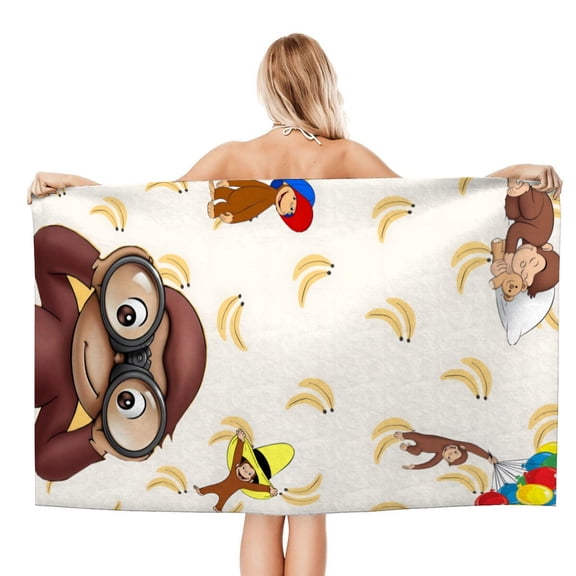 Curious George Monkey Beach Quick Drying Towel, lightweight, fast-drying, sand-resistant, perfect for vacations and daily beach fun.size 30.7x59in (78x150cm)