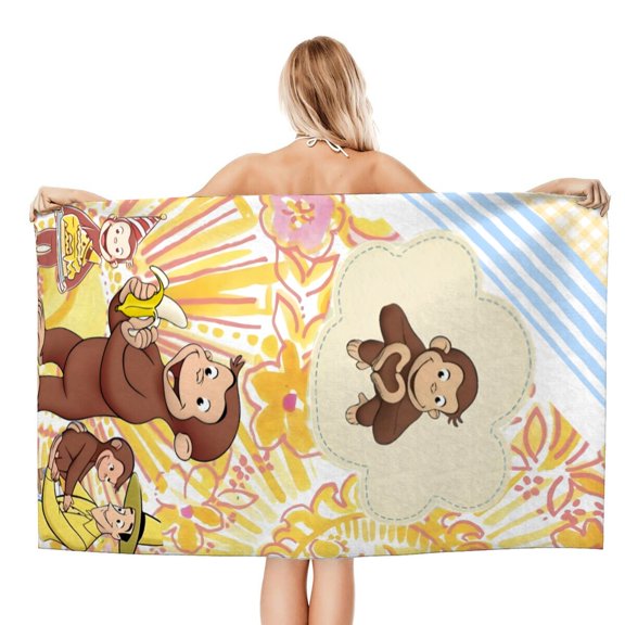 Curious George Monkey Beach Quick Drying Towel, lightweight, quick-drying, and sand-proofyour ultimate beach companion.size 30.7x59in (78x150cm)