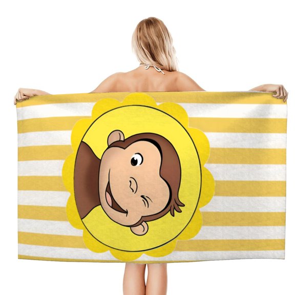 Curious George Monkey Beach Quick Drying Towel, lightweight, quick-drying fabric, sand-proof, ideal for outdoor adventures and relaxation.size 30.7x59in (78x150cm)