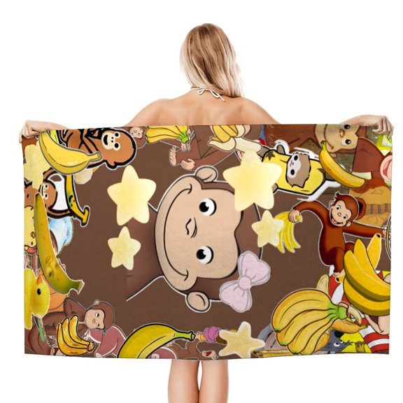 Curious George Monkey Beach Quick Drying Towel, quick-drying, sand-free, lightweight, and compact for effortless beach days and travel.size 30.7x59in (78x150cm)