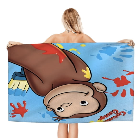 Curious George Monkey Beach Quick Drying Towel, soft, quick-drying, sand-resistant, designed for beach lovers and travelers alike.size 30.7x59in (78x150cm)