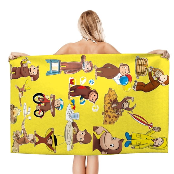 Curious George Monkey Beach Quick Drying Towel, stylish, compact, quick-drying, and perfect for all your beach adventures.size 30.7x59in (78x150cm)