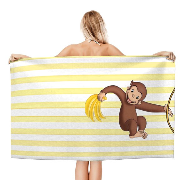 Curious George Monkey Beach Quick Drying Towel, travel-friendly, quick-drying, sand-proof, and perfect for enjoying Curious George Monkeys outdoors.size 30.7x59in (78x150cm)