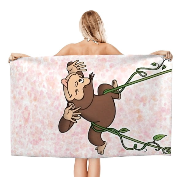 Curious George Monkey Beach Quick Drying Towel, ultra-light, quick-drying, and sand-resistant, perfect for active beach adventures.size 30.7x59in (78x150cm)