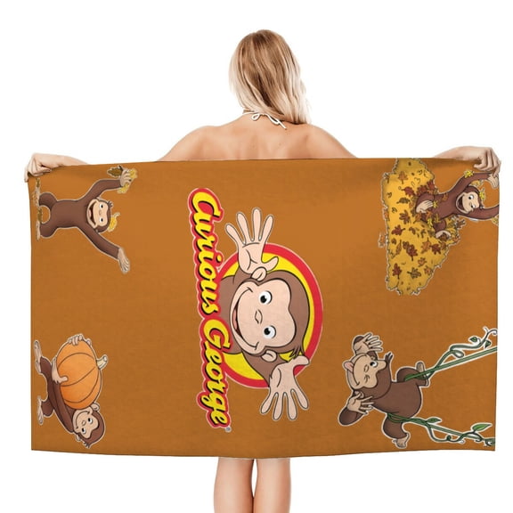 Curious George Monkey Beach Quick Drying Towel, vibrant graphics, fast-drying, sand-free, perfect for active outdoor lifestyles.size 30.7x59in (78x150cm)