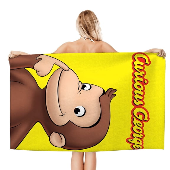 Curious George Monkey Beach Quick Drying Towel, vibrant graphics, fast-drying, sand-free, perfect for active outdoor lifestyles.size 30.7x59in (78x150cm)