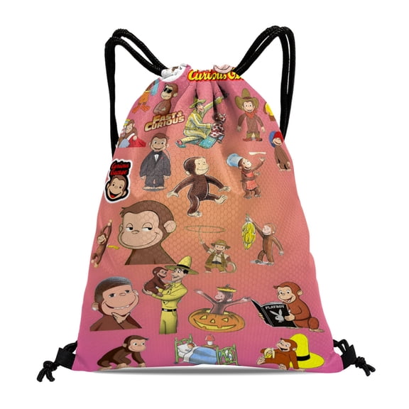 Curious George Monkey Camping Backpack:Waterproof, suitable for outdoor fitness, hiking, swimming, travel, shopping, and beach, sized at 15.7*17.7 inches (40cm45cm.