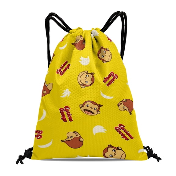 Curious George Monkey Drawstring Gym Bag:Waterproof and perfect for hiking, yoga, swimming, beach activities, and shopping, with dimensions of 15.7*17.7 inches (40cm45cm.