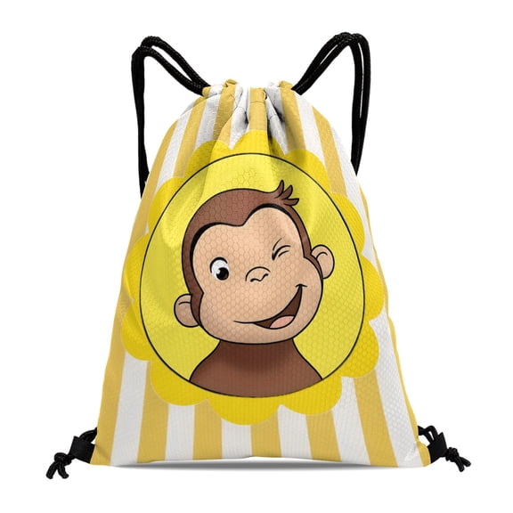Curious George Monkey Drawstring Sack:Ideal for fitness, hiking, swimming, travel, beach, and shopping, with a waterproof feature, size 15.7*17.7 inches (40cm45cm.