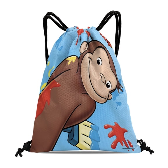 Curious George Monkey Gift Drawstring Bag:Waterproof, ideal for fitness, hiking, swimming, travel, beach, and shopping, measuring 15.7*17.7 inches (40cm45cm.
