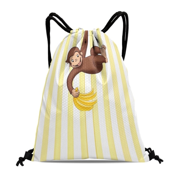 Curious George Monkey Gym Drawstring Backpack:Waterproof design, ideal for hiking, yoga, swimming, travel, beach, and shopping, measuring 15.7*17.7 inches (40cm45cm.