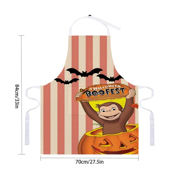 Curious George Monkey apron with pockets, waterproof for adults, kitchen cooking apron, adjustable chef apron for cooking, drawing, and craftingfor 33" x 28"70X84cm).