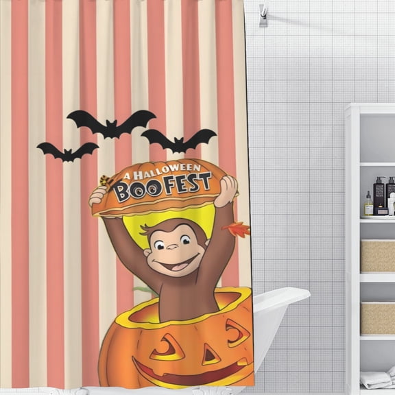 Curious George Monkey shower curtain offers a timeless design, waterproof fabric, and hassle-free installation, enhancing your bathroom's aesthetic. Measures 59" x 71" (150 x 180 cm).