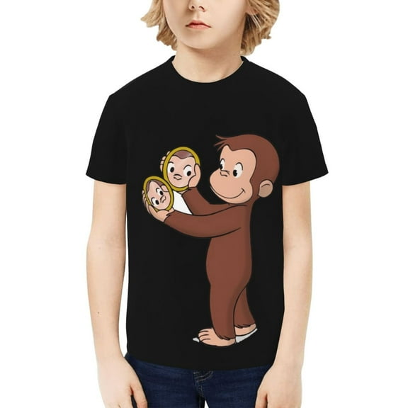 Curious George Novelty Shirt for Boys 3D Printed T-Shirt Fashion Tees Cool Merch for Kids
