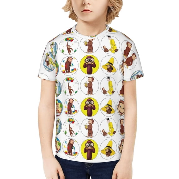 Curious George Novelty Shirt for Boys 3D Printed T-Shirt Fashion Tees Cool Merch for Kids