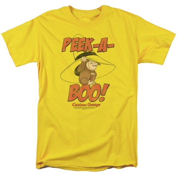 Curious George Men's Peek A Boo T-shirt Large Yellow