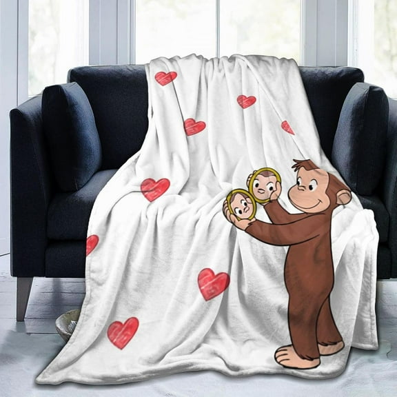 Curious George Plush Throw Blanket Gifts for Fans Girls Boys Women Present Suitable for a variety of settings 60"*80"