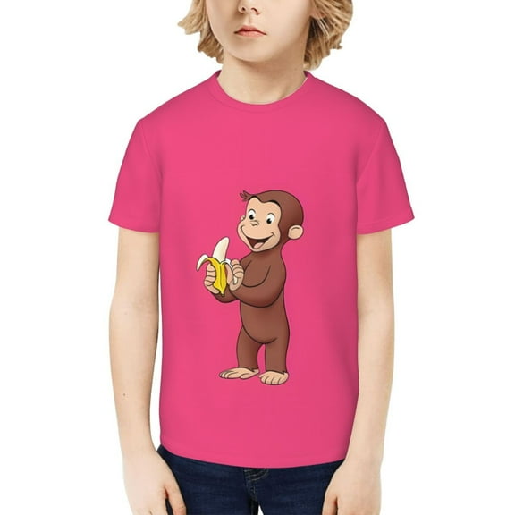 Curious George Shirt Kids 3D Printing Cartoon T Shirts Crewneck Short Sleeve Shirts Tee Gifts for Boys and Girls