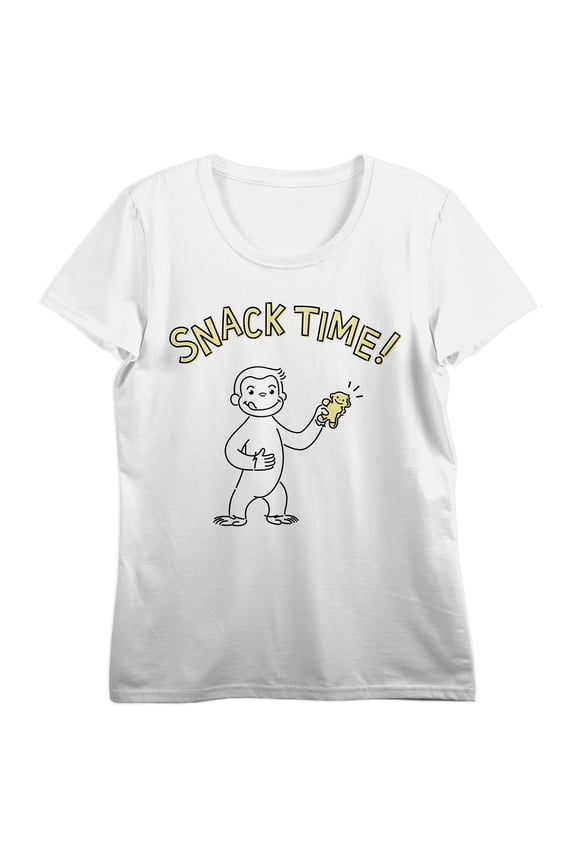 Curious George Snack Time Women's White Crew Neck Short Sleeve Tee-XXL