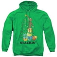 thumbnail image 1 of Curious George Stackin Adult Pullover Hoodie Sweatshirt Kelly Green, 1 of 1