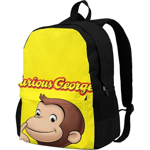 Curious George Stylish Popular Backpack, Casual Backpack, Large Capacity, Commute, Lightweight, Waterproof, Durable, Town Backpack, Black, Free size