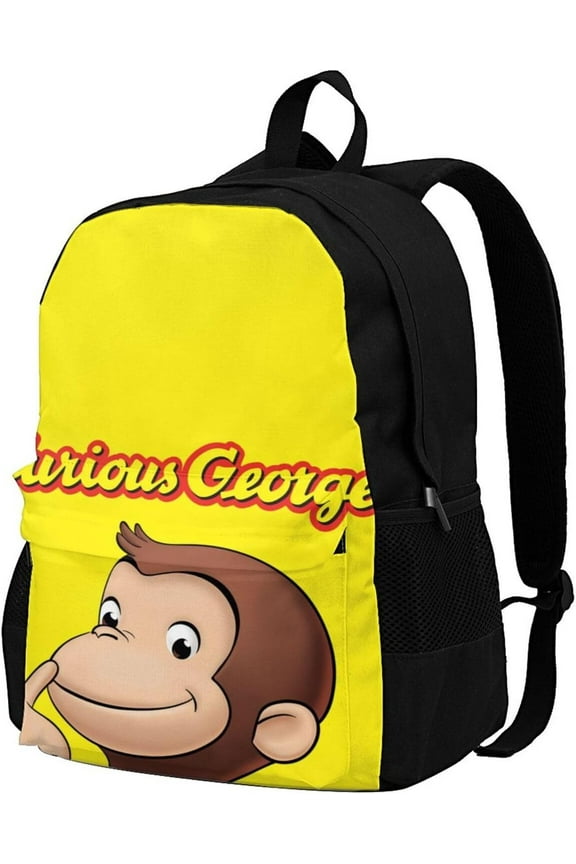 Curious George Stylish Popular Backpack, Casual Backpack, Large Capacity, Commute, Lightweight, Waterproof, Durable, Town Backpack, Black, Free size