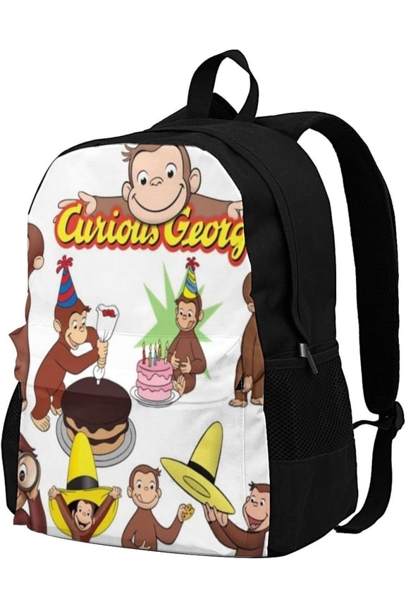 Curious George Stylish Popular Backpack, Casual Backpack, Large Capacity, Commute, Lightweight, Waterproof, Durable, Town Backpack, Black, Free size