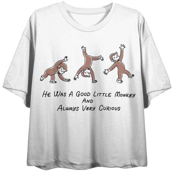 Curious George TV Tumbling Women's White Crew Neck Short Sleeve Crop Top-XXL
