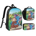 thumbnail image 1 of Curious George Three piece backpack set young backpack combination backpack lunch bag pencil case, 1 of 5
