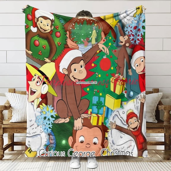 Curious George Throw Blanket Gifts for Fans Lover Girls Boys Women Present Hoodie Him Bed 30"x40"
