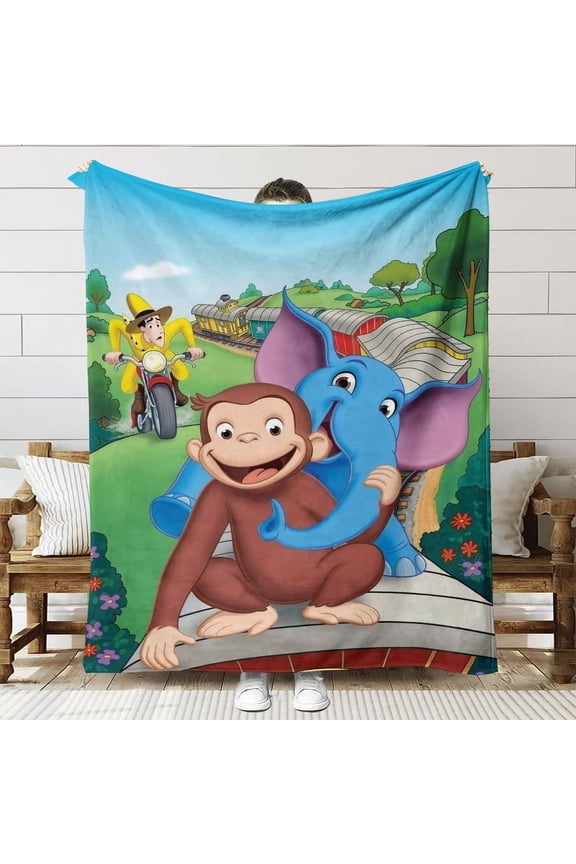 Curious George Throw Blanket Gifts for Fans Lover Girls Boys Women Present Hoodie Him Bed 30"x40"