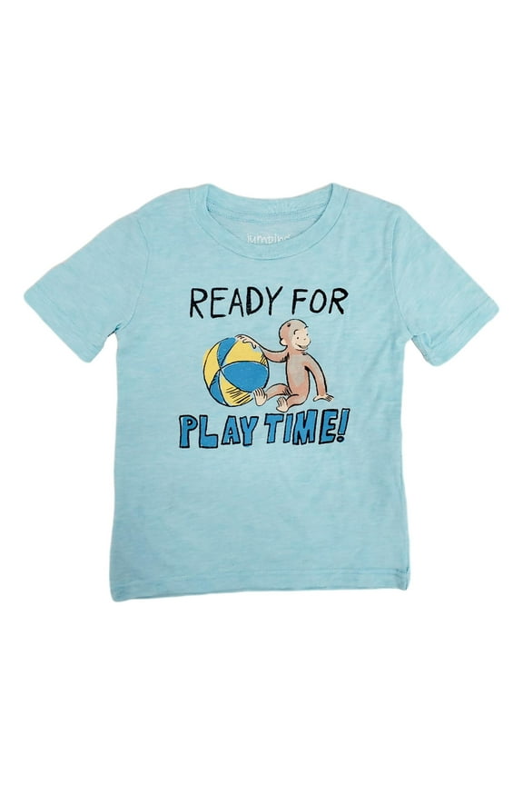 Toddler Boys Short Blue Ready For Play Time Monkey Tee Shirt 5T