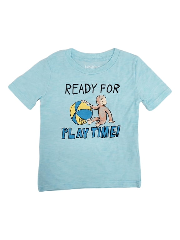 Toddler Boys Short Blue Ready For Play Time Monkey Tee Shirt 5T