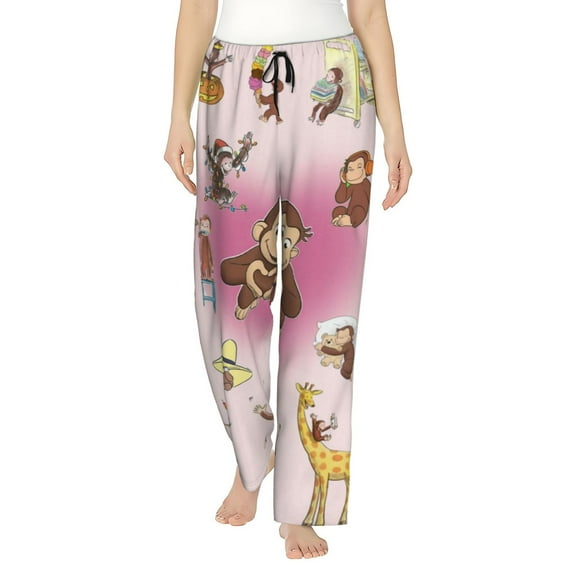 Curious George Women's Pajama Pants Ultra Soft Comfy Sleep Lounge Pants Cartoon Print Lightweight Casual Bottoms Loungewear