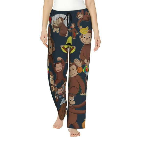 Curious George Women's Pajama Pants Ultra Soft Comfy Sleep Lounge Pants Cartoon Print Lightweight Casual Bottoms Loungewear